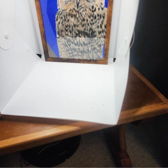 Hand Crafted Horned Owl Colored Pencil Drawing Framed 9x11" - Picture 8 of 12